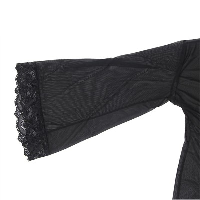 SUBBLIME - ROBE DE TECIDO TRANSPARENTE COM DETALHE DE RENDA PRETO S/M - D-239323 - Dona Pimenta