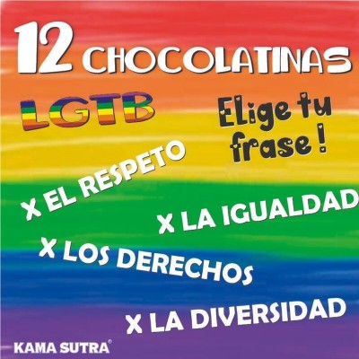 ORGULHO - CAIXA COM 12 BARRAS DE CHOCOLATE COM A BANDEIRA LGBT - D-235578 - Dona Pimenta