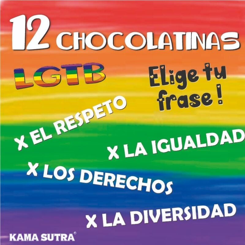 ORGULHO - CAIXA COM 12 BARRAS DE CHOCOLATE COM A BANDEIRA LGBT - D-235578 - Dona Pimenta