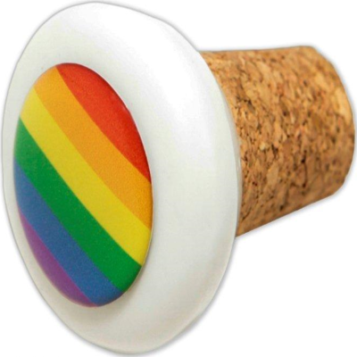 PRIDE - ROUND CORK CERAMIC STOPPER WITH LGBT FLAG - D-235541 - Dona Pimenta