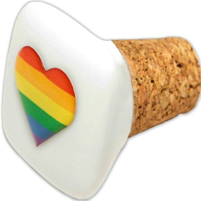 PRIDE - SQUARE CORK CERAMIC STOPPER WITH LGBT FLAG - D-235542 - Dona Pimenta