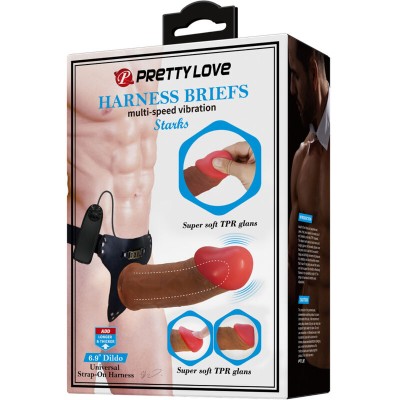 PRETTY LOVE - CUECAS DE ARNÊS STARKS DILDO VIBRAO MULTI-VELOCIDADE 17,5 CM CASTANHO CLARO - D-238767 - Dona Pimenta