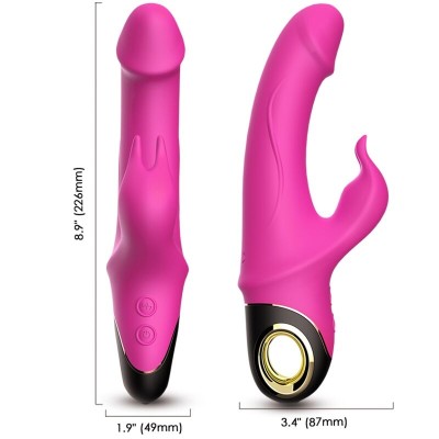 ARMONY - METEROR DILDO VIBRADOR COELHO ROTATOR FÚCSIA - D-237917 - Dona Pimenta