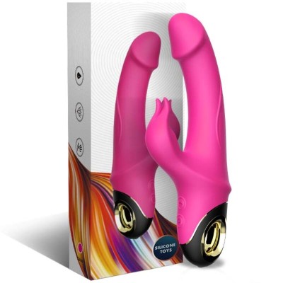 ARMONY - METEROR DILDO VIBRADOR COELHO ROTATOR FÚCSIA - D-237917 - Dona Pimenta