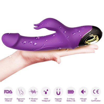 ARMONY - METEROR DILDO VIBRADOR COELHO ROTATOR ROXO - D-237918 - Dona Pimenta