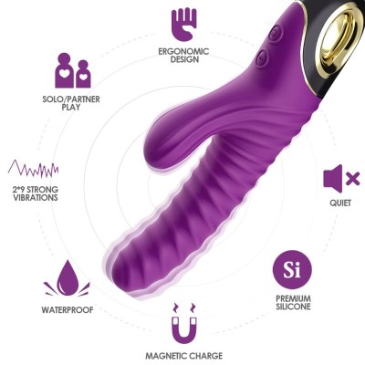 ARMONY - VIBRADOR ETERNITY SILICONE ROXO - D-237926 - Dona Pimenta