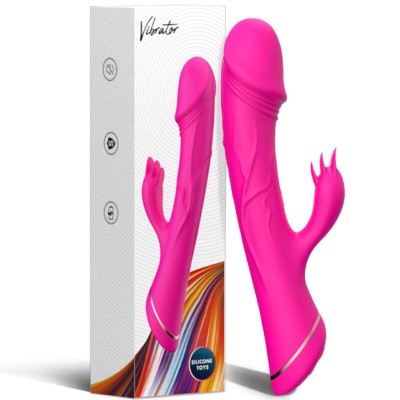 ARMONY - DILDO VIBRADOR COELHO SILICONE FÚCSIA - D-237927 - Dona Pimenta