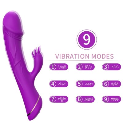 ARMONY - DILDO VIBRADOR COELHO SILICONE ROXO - D-237928 - Dona Pimenta