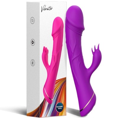 ARMONY - DILDO VIBRADOR COELHO SILICONE ROXO - D-237928 - Dona Pimenta