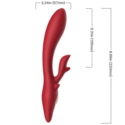 ARMONY - ELK VIBRADOR COELHO CURVADO VERMELHO - D-237936 - Dona Pimenta