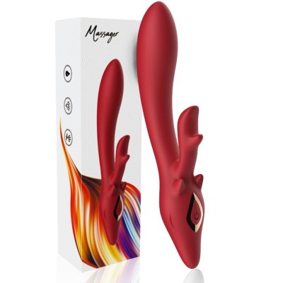 ARMONY - ELK VIBRADOR COELHO CURVADO VERMELHO - D-237936 - Dona Pimenta