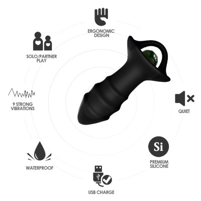 ARMONY - VIBRADOR DE DEDO KYLIN E CONTROLE REMOTO DE PLUG ANAL PRETO - D-238047 - Dona Pimenta