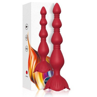 ARMONY - PAGODE VIBRADOR ROSA E PLUG ANAL VERMELHO - D-238054 - Dona Pimenta