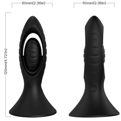 ARMONY - VIBRADOR E PLUG ANAL SILICONE PRETO - D-238055 - Dona Pimenta