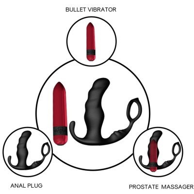 ARMONY - KNIGHT VIBRADOR ANAL PRÓSTATA E ANEL CONTROLE REMOTO PRETO - D-238039 - Dona Pimenta