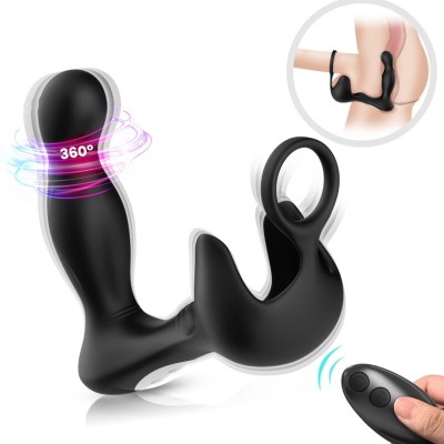 ARMONY - VIBRADOR SURROUND ANAL E ESTIMULADOR TESTICULOS E ANEL CONTROLE REMOTO PRETO - D-238043 - Dona Pimenta