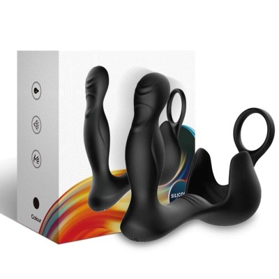 ARMONY - VIBRADOR SURROUND ANAL E ESTIMULADOR TESTICULOS E ANEL CONTROLE REMOTO PRETO - D-238043 - Dona Pimenta