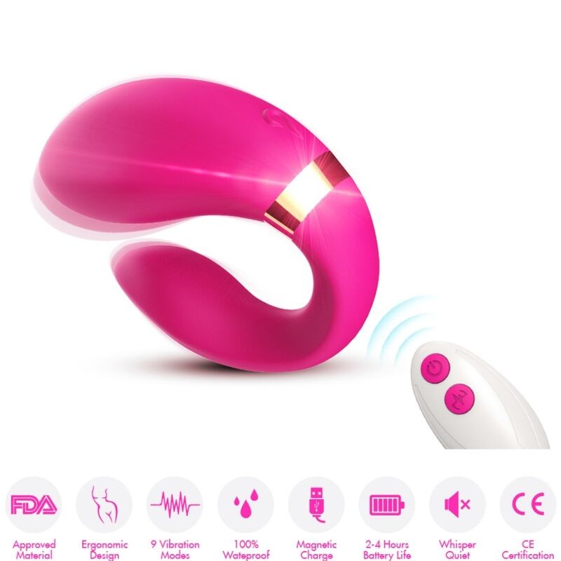 ARMONY - VIBRADOR CRESCENTE PARA CASAIS CONTROLE REMOTO FÚCSIA - D-237992 - Dona Pimenta