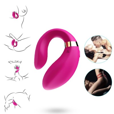 ARMONY - VIBRADOR CRESCENTE PARA CASAIS CONTROLE REMOTO FÚCSIA - D-237992 - Dona Pimenta