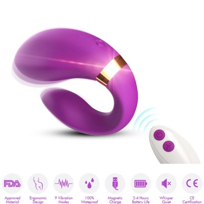 ARMONY - VIBRADOR CRESCENTE PARA CASAIS COM CONTROLE REMOTO ROXO - D-237993 - Dona Pimenta