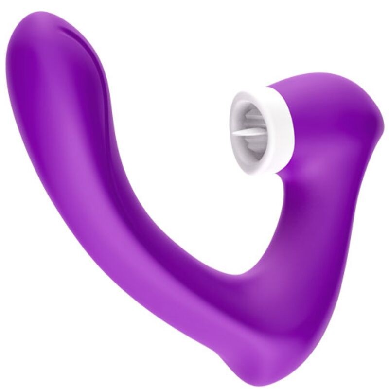 ARMONY - SECRETKISS LICKING CLITÓRIS VIBRATÓRIO E VIBRADOR CURVO ROXO - D-237960 - Dona Pimenta