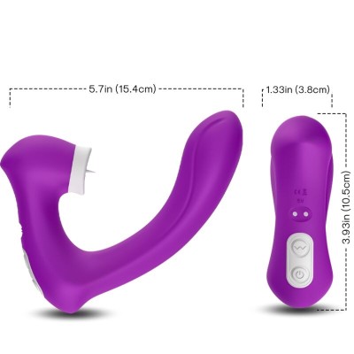 ARMONY - SECRETKISS LICKING CLITÓRIS VIBRATÓRIO E VIBRADOR CURVO ROXO - D-237960 - Dona Pimenta