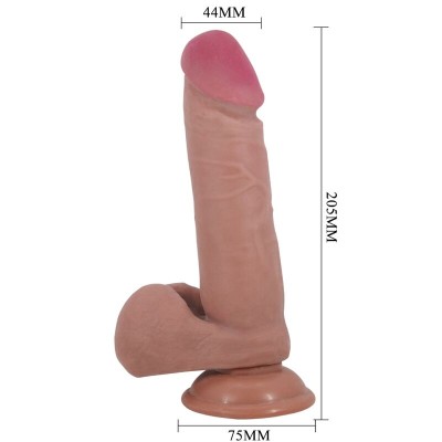 PRETTY LOVE - SÉRIE SLIDING SKIN DILDO REALÍSTICO COM VENTOSA DESLIZANTE PELE CARNE 20,5 CM - D-238279 - Dona Pimenta