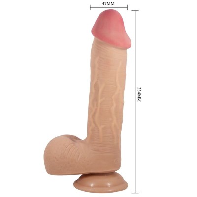 PRETTY LOVE - SÉRIE SLIDING SKIN DILDO REALÍSTICO COM VENTOSA DESLIZANTE PELE CARNE 23,4 CM - D-238281 - Dona Pimenta