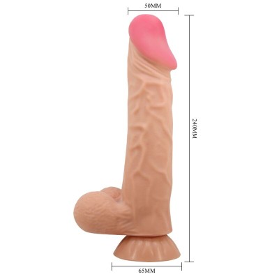 PRETTY LOVE - SÉRIE SLIDING SKIN DILDO REALÍSTICO COM VENTOSA DESLIZANTE PELE CARNE 24 CM - D-238283 - Dona Pimenta