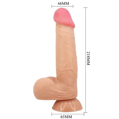 PRETTY LOVE - SÉRIE SLIDING SKIN DILDO REALÍSTICO COM VENTOSA DESLIZANTE PELE CARNE 21,8 CM - D-238284 - Dona Pimenta