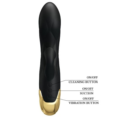 PRETTY LOVE - VIBRADOR DE LUXO Banhado A OURO RECARREGVEL PRETO - D-237365 - Dona Pimenta