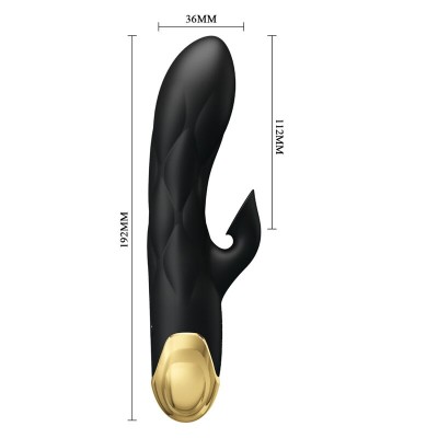 PRETTY LOVE - VIBRADOR DE LUXO Banhado A OURO RECARREGVEL PRETO - D-237365 - Dona Pimenta