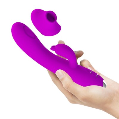 PRETTY LOVE - VIBRADOR SUCKER RECARREGVEL REGINA ROXO - D-237376 - Dona Pimenta