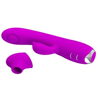 PRETTY LOVE - VIBRADOR SUCKER RECARREGVEL REGINA ROXO - D-237376 - Dona Pimenta