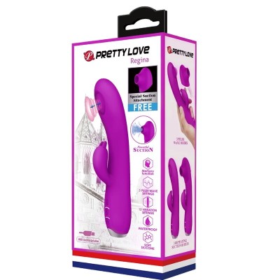 PRETTY LOVE - VIBRADOR SUCKER RECARREGVEL REGINA ROXO - D-237376 - Dona Pimenta