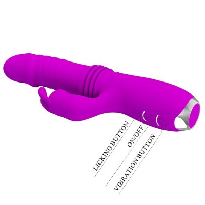 PRETTY LOVE - VIBRADOR DE COELHO RECARREGVEL DOROTHY ROXO - D-237373 - Dona Pimenta