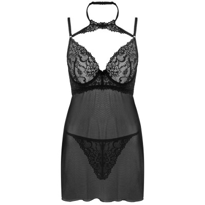 LIVCO CORSETTI FASHION - CONJUNTO BINELLA BABYDOLL + TANGA PRETO - D-239885 - Dona Pimenta