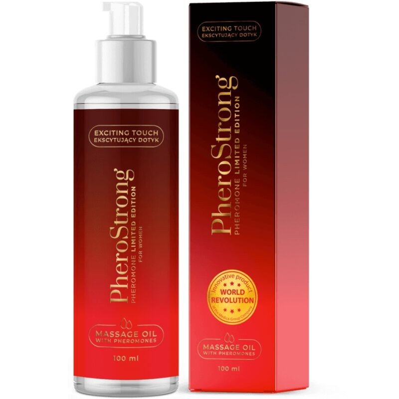 PHEROSTRONG - ÓLEO DE MASSAGEM EDIO LIMITADA PARA MULHERES 100 ML - D-240081 - Dona Pimenta