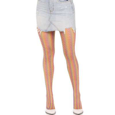 LEG AVENUE - MEIAS DE CROCHÊ MULTICOLOR - D-240004 - Dona Pimenta