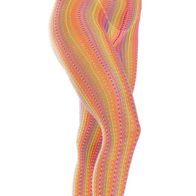 LEG AVENUE - MEIAS DE CROCHÊ MULTICOLOR - D-240004 - Dona Pimenta