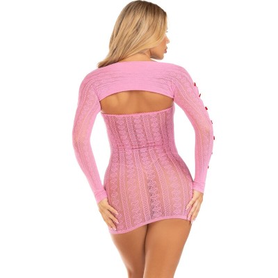 LEG AVENUE - VESTIDO CORAÇÃO E LAÇOS ROSA TAMANHO ÚNICO - D-240009 - Dona Pimenta