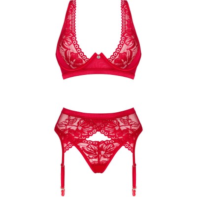 OBSESSIVE - LACELOVE TRÊS PEÇAS CONJUNTO VERMELHO XS/S - D-235911 - Dona Pimenta