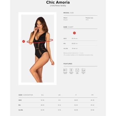 OBSESSIVE - CHIC AMORIA CROTCHLESS TEDDY XS/S - D-237416 - Dona Pimenta