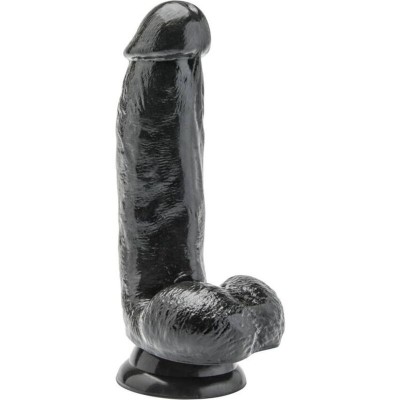 GET REAL - DILDO 12 CM COM BOLAS PRETO - D-234564 - Dona Pimenta