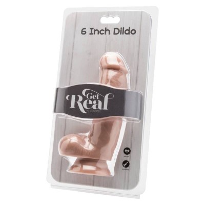 GET REAL - DILDO 12 CM COM BOLAS PELE - D-234565 - Dona Pimenta