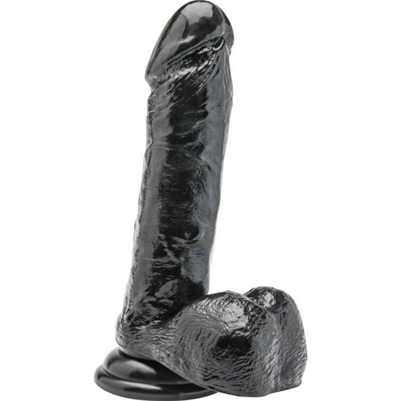 GET REAL - DILDO 18 CM COM BOLAS PRETAS - D-234566 - Dona Pimenta