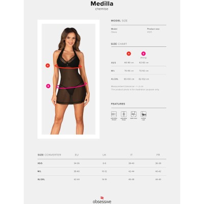 OBSESSIVE - MEDILLA CHEMISE & THONG XS/S - D-236404 - Dona Pimenta