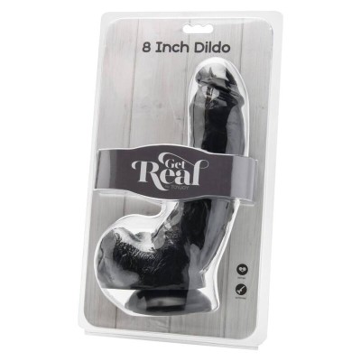 GET REAL - DILDO 20,5 CM COM BOLAS PRETAS - D-234568 - Dona Pimenta