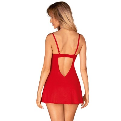 OBSESSIVE - INGRIDIA CHEMISE E TANGA VERMELHA XS/S - D-236671 - Dona Pimenta