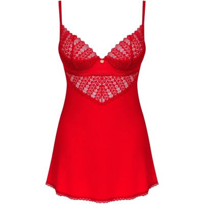 OBSESSIVE - INGRIDIA CHEMISE E TANGA VERMELHA XS/S - D-236671 - Dona Pimenta